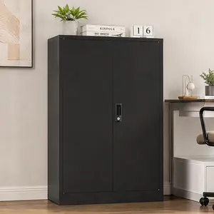 ARCH Metal Storage Cabinet with Locking Doors and Adjustable Shelf, Folding Filing Storage Locker Cabinet for Home Office, School, Garage, Black Steel Modern Filing Cabinets with 3-4 Shelves, Easy Assembly, Compact Foldable Design