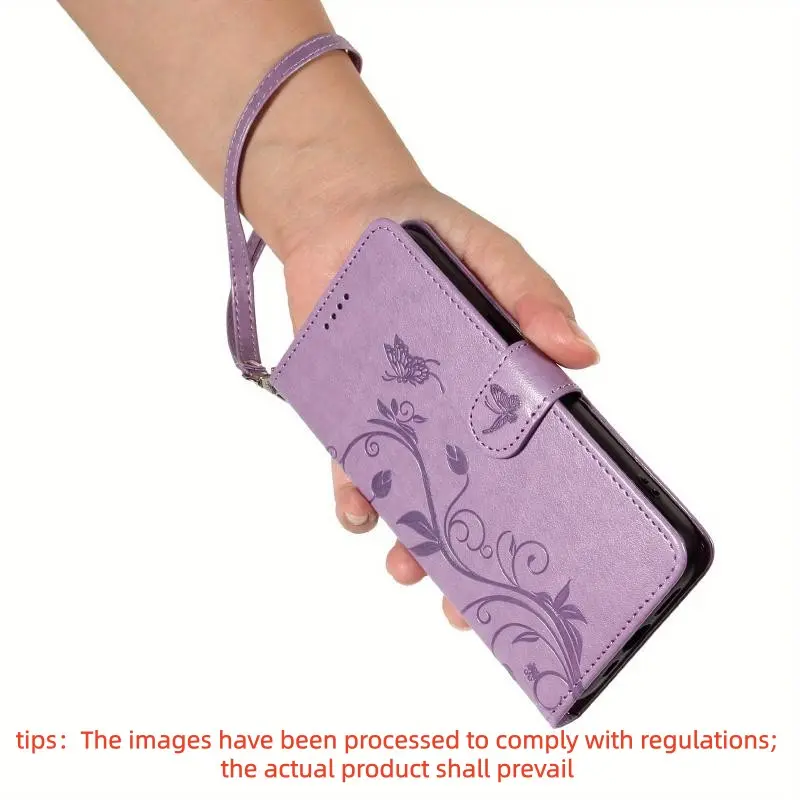 Floral Pattern Flower PU Leather Flip Phone Case Casing with Card Slot, Shockproof Protective Cover, Protector, Phone Accessory, Smartphone Compatible with Samsung Galaxy A04S A05S A06 A13 A14 A15 A16 A24 A25 A26 A34 A35 A36 A52 A53 A54, Light Green