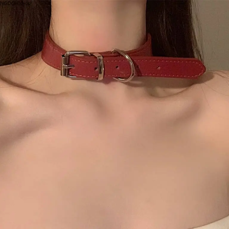 Goth Punk Leather Choker Necklace for Women, Statement Pieces with an Adjustable Buckle for Daily and Party Wear - Black, Red, Pink, Accessories For Women, Female, 2000S Accessories, Adjustable Size