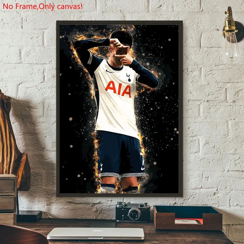 1 piece/set frameless canvas painting print poster, Unframed painting, Classic Football player art, Son Heung-min Football Art, a gift for football loves, ideal gift for home, wall decor