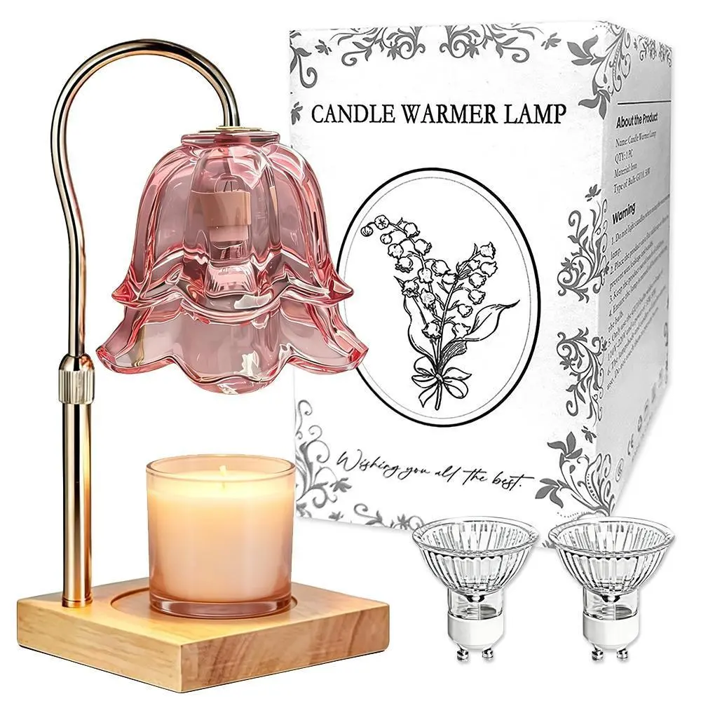 Melt Fragrance Candle Lamp, Lily of the Valley Floral Light, Height Adjust & Timing Control, Comes with 2 Bulbs Supplied, Safe Smokeless Scent Lamp for Bathroom Indoor Aesthetic