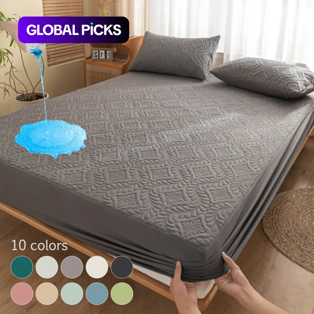 Waterproof Washable Mattress Cover Set, 3 Counts/set Including 1 Count Fitted Sheet & 2 Counts Pillowcase, Soft Comfortable Breathable Durable Bedding Set for Bedroom, Polyester Bedding, Soft Bedding Sets, Soft Comfy Bedding