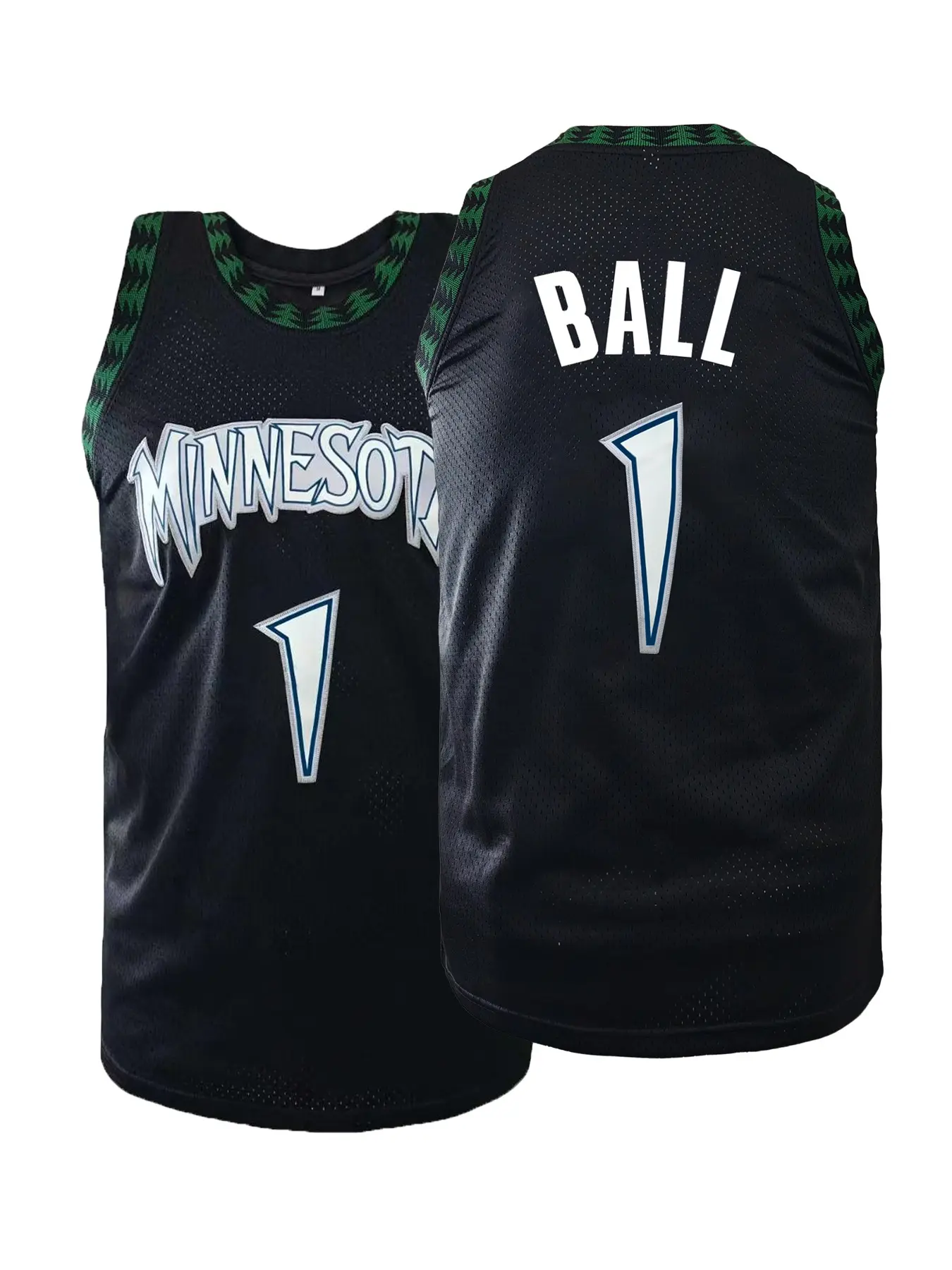 Men's Classic Minnesota Basketball Jersey Number 1 Ball, Retro Mesh Athletic Tank Top Workout Tops for Men Women, Breathable Sleeveless Shirt for Basketball Training & Daily Wear