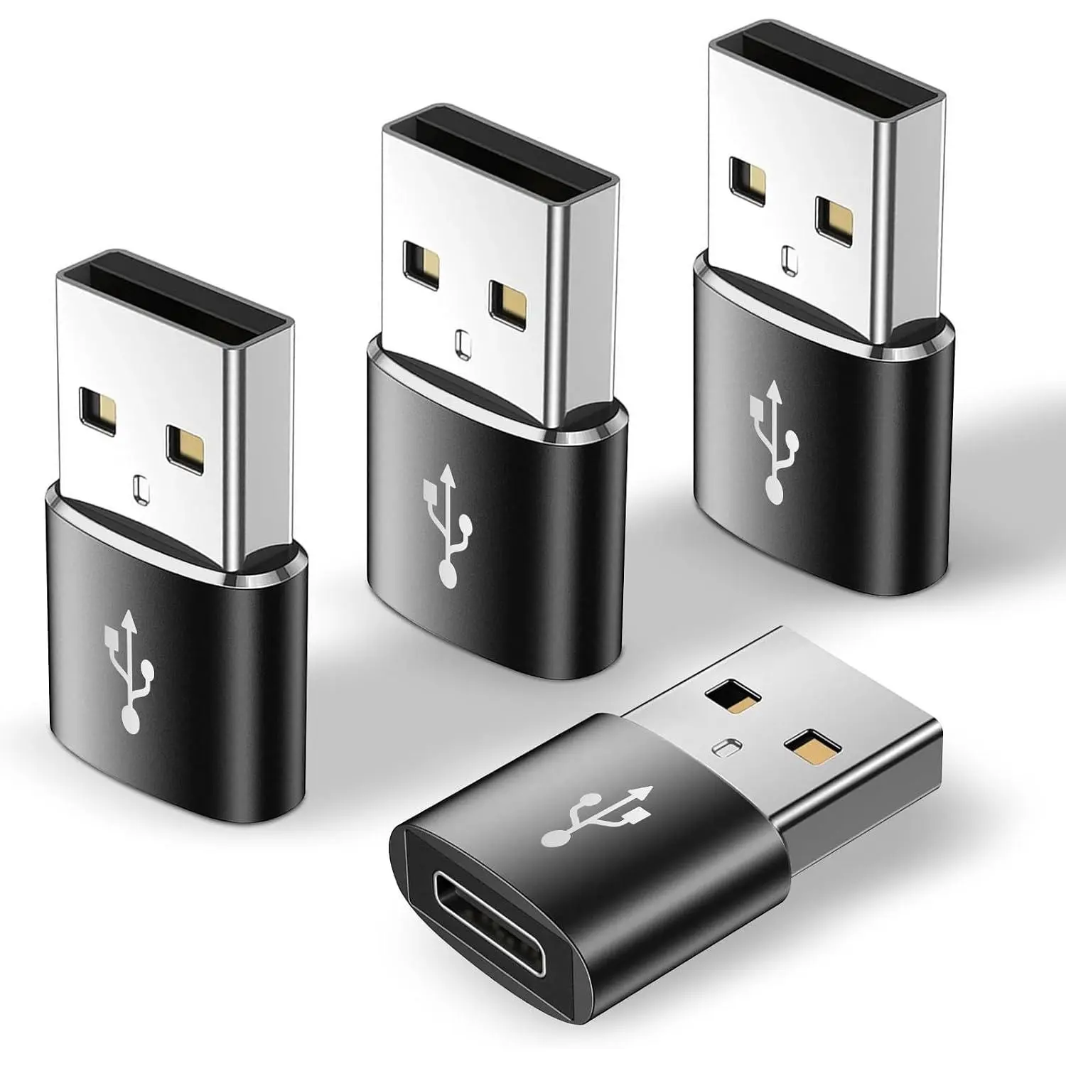 USB C to USB Adapter, USB to Type C Adapter 4Pack, Type C Female to A Male Charger  Converter Compatible with Mbook, Notebook, Tablet, Smartphone, Airpods,Galaxy S23 S24 A34 (Black)