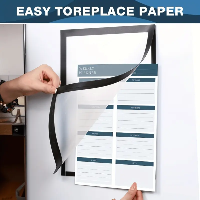 2/4pcs A4 Magnetic Sign Holders, PVC Waterproof Self-Adhesive No-Drill Wall Mount, Transparent Contemporary Display Frames for Office, Store, Home - Doors, Windows, Refrigerators, Kitchen Organizer | Modern Frame Design | Durable Frame