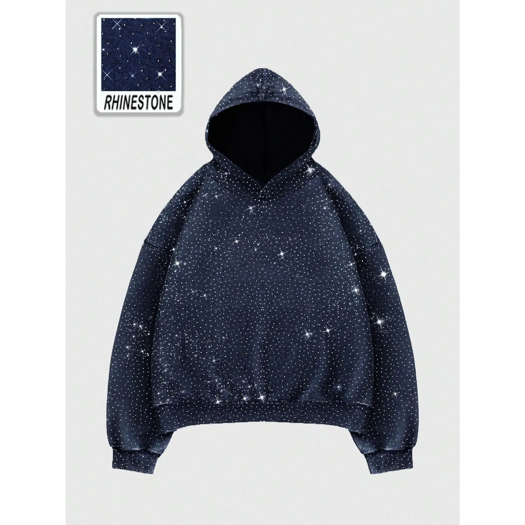 Unisex Rhinestone Glitter Spring Oversized Hoodies Sparkly Long Sleeve Shirts Party Hooded Sweatshirts Tops Casual Streetwear Pullover Bling 2026