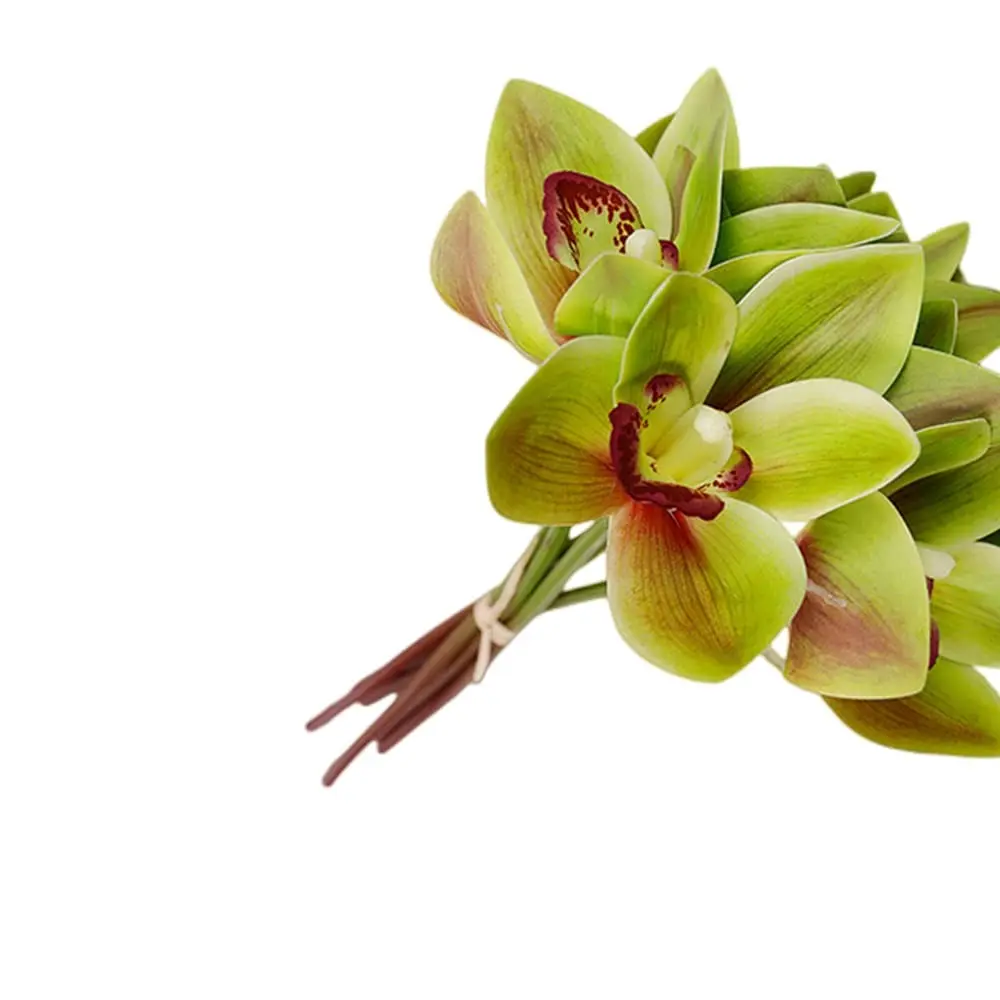 1bundle High-End Artificial Orchid Bouquet, Elegant Light Flowers, Natural Texture, Durable Stems, Home Decor, Wedding, Seasonal Use