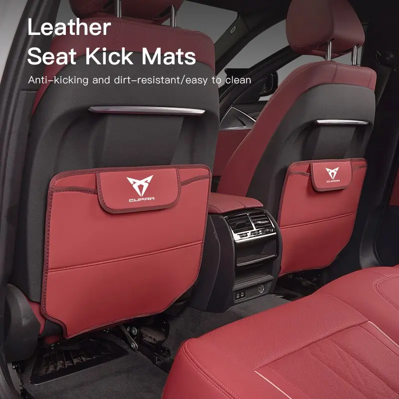 PU Leather Car Anti-Kick Mats Seat Back Protector Cover For Kids Car Back Seat Anti-Dirty Pad Car Accessories For Seat Leon Mk3 Mk2 5f Ibiza 6j 6l Ateca Born FR Formentor Tarraco Altea E-Racer Tavascan Alhambra