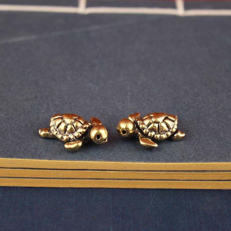 Brass Turtle Figurine Vintage Tortoise Statue Symbolizing Wealth Longevity And Luck Delicate Metal Craft For Desk Home Office And Car Decoration Practical Tea Pet With Auspicious Cultural Meaning And Exquisite Workmanship