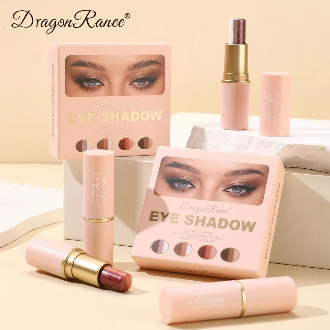 Dragon Ranee 4-Piece Glitter Eyeshadow Stick Set, Shimmering Pearl Finish, Multicolor Makeup, Perfect for Parties, Weddings, Daily Use