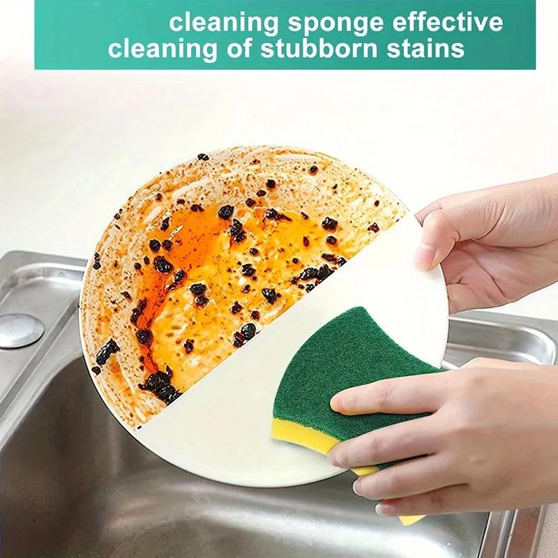 12/24pcs Kitchen Cleaning Sponge, Dish Towel, Scouring Pad, Dishware Anti-Scratch Scrubbing Sponge