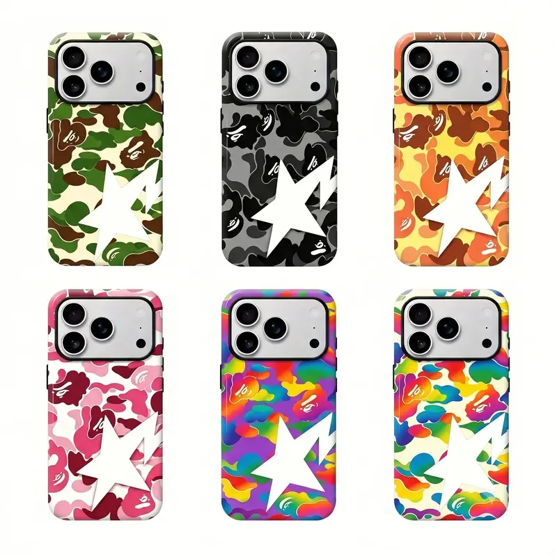 Bape Protective Camo Streetwear Protective Touch Phone Case Suitable for iPhone 17-13 Pro Max/Plus Air