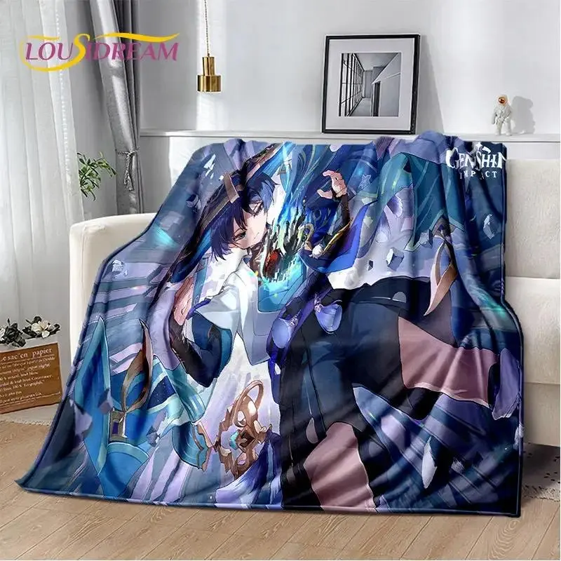 Hot Anime Genshin Impact Cartoon Game Soft Plush Blanket,Flannel Blanket Throw Blanket for Living Room Bedroom Bed Sofa Picnic Cover Kids Cozy Vibes, Holiday Gift, Must-Have, Book Lover, Comfortable Throw, Warm Blanket, Fantasy Fans, Winter Decor, Gift