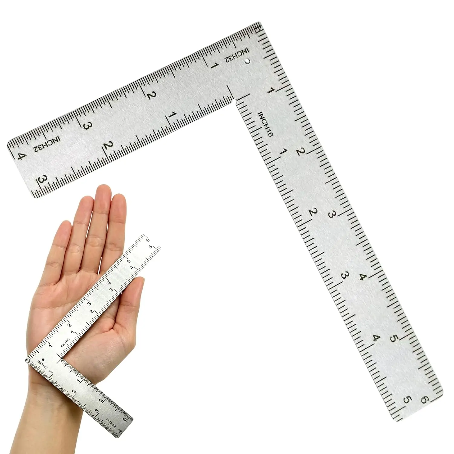 Stainless Steel L Shaped Square Ruler,4 Inch by 6 Inch Precision Framing Square,90  Right Angle Ruler Measuring Tool for Carpenter,Engineer,Woodworker