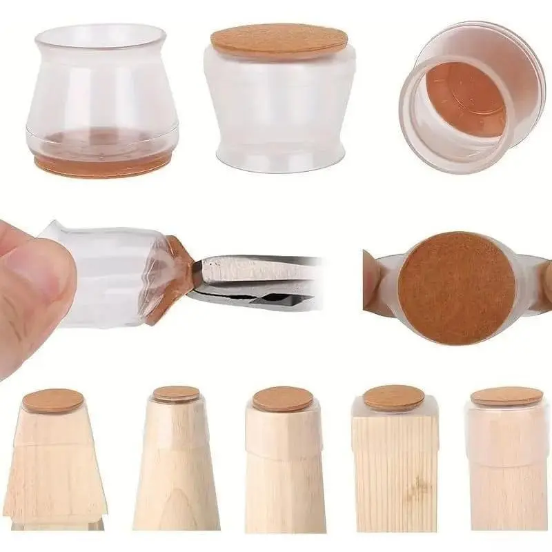 24Pcs Heavy-Duty Hardware Furniture Protective Pads with Felt Bottoms, Cup-Shaped Lockable Caster Wheel Chair Leg Floor Protectors, Noise Reduction Caster Caps