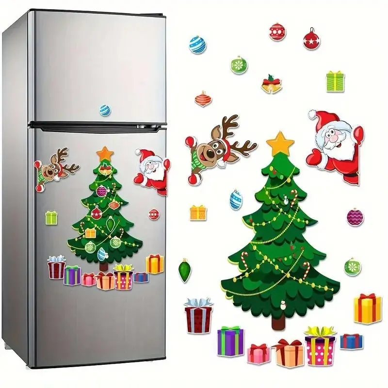 Christmas Refrigerator Magnets Set – Cute Holiday Fridge Decor, Strong Magnetic Stickers for Kitchen, Garage & Home – Xmas Aesthetic, Holiday Room Decor
