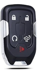 Key Fob Shell Case Replacement Compatible with GMC Yukon XL Chevy Suburban Tahoe 2015 2016 2017 2018 2019 2020 Keyless Entry Remote Control HYQ1AA 6 Buttons 1PCS Pad Cover