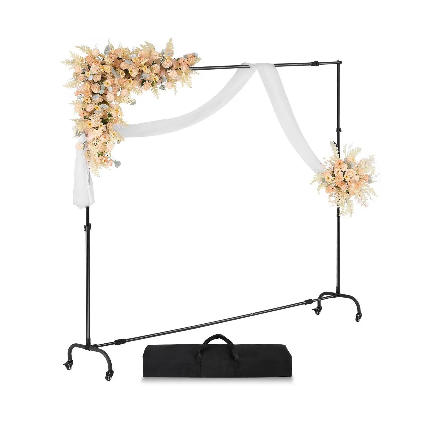 Backdrop Stand with Wheels, 7x 10 ft Adjustable Photo Backdrop Stand Kit, Moveable Background Backdrop Stand, Heavy Duty Projector Screen Stand, for Wedding, Photo Studio Party
