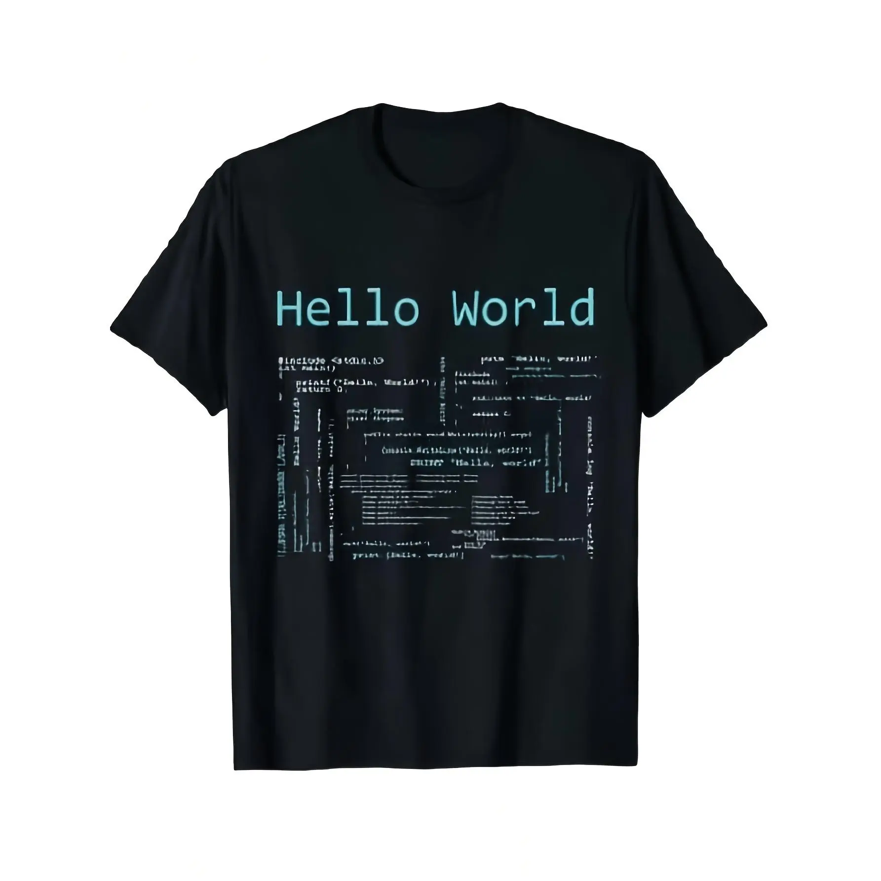 Men'S & Women'S Hello World Programming Language T-Shirt - Retro Computer Code Graphic Tee with C#, Java, Python, Javascript Print - Soft Breathable Casual Shirt for Coders, Programmers, Tech Ent