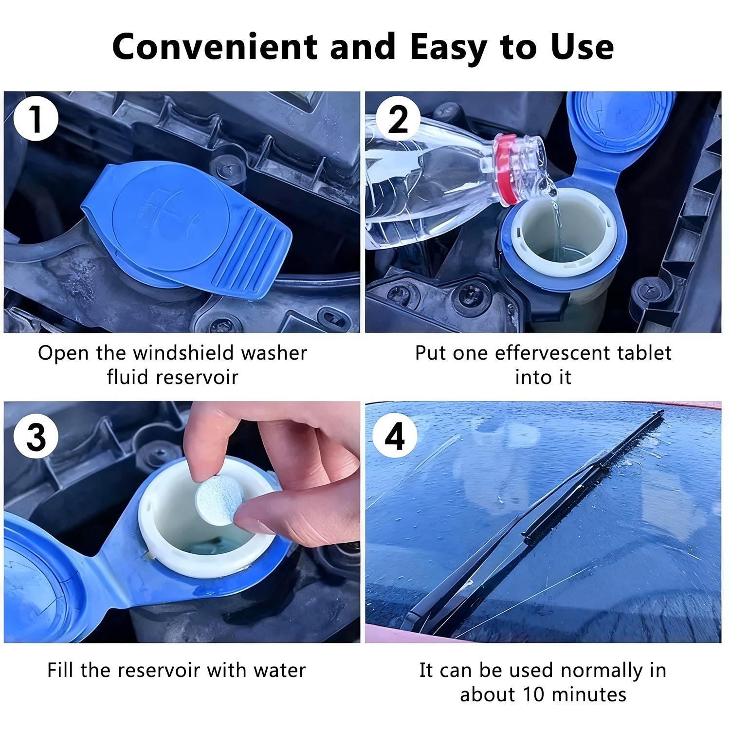 30pcs Concentrated Windshield Wiper Cleaner Effervescent Tablets - Solid Washer Fluid in Tablet Form, Car Cleaning Supplies, Detailing Chemicals, Mother's Day Gift for Her, summerwins