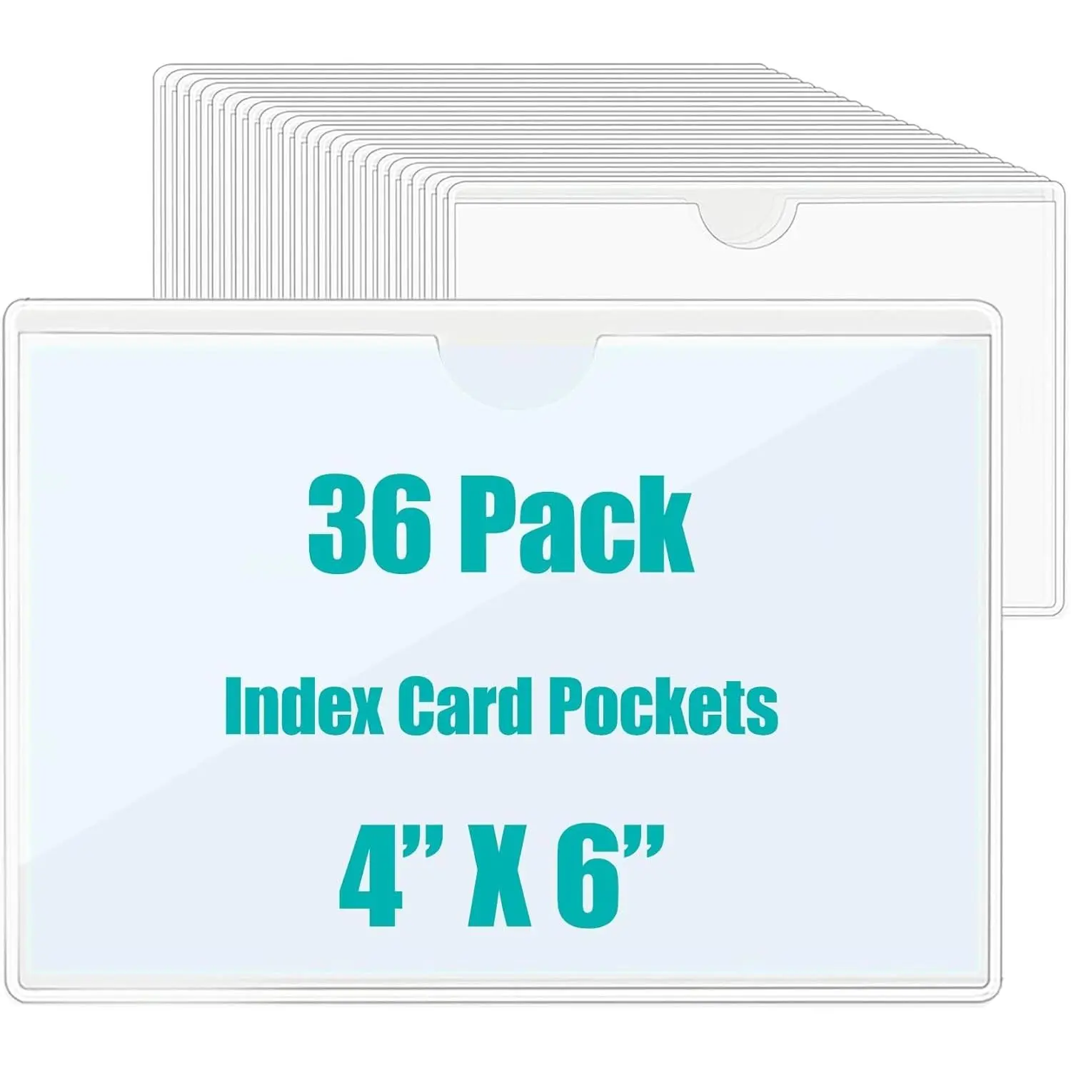 36 Pack Adhesive Pockets 4x6 Inch Labels for Storage Bins Clear Plastic Index Card Holder, Label Holder with Top Open for Loading Tote Labels for Organizing Bins Box Drawer