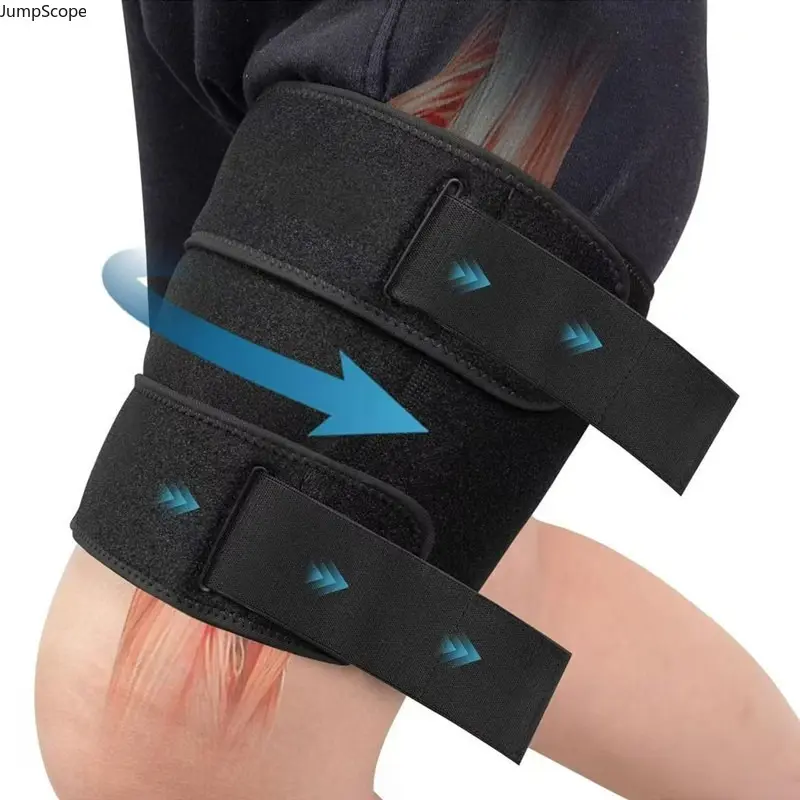 Adjustable Thigh Wrap for Jogging & Cycling, Unisex Compression Brace with Hamstring and Quad Support for Muscle Injury Recovery