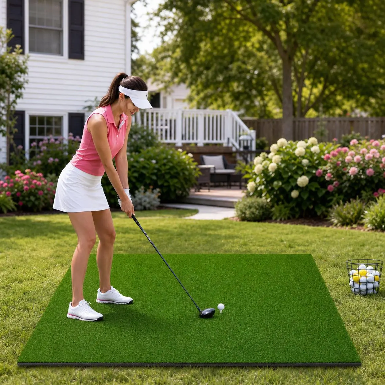 Commercial Golf Hitting Mat with Artificial Grass - 5x4 ft to 5x5 ft Heavy Duty Training Mat, 15mm EVA Base, 6 Tee Positions for Indoor Backyard Gym, Indoor Golf Simulator Practice (Ideal for Dads, Husbands), Golf Equipment, Essential Golf Accessory