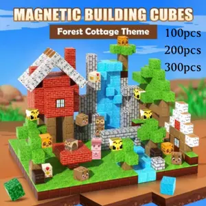 100 Magnetic Building Blocks Toy, Jungle World DIY Cube Stem Sensory Playset, Perfect Gift for Kids Ages 3-10, Christmas & Birthday Present