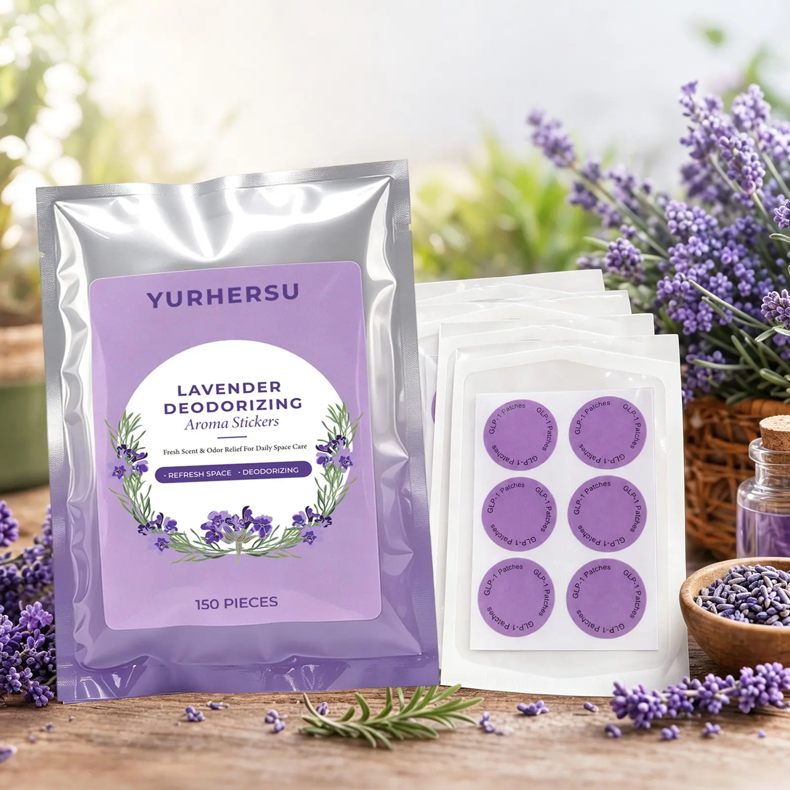 Lavender Scent Deodorant Patch, Ultra Thin Invisible Self-Adhesive Odor Eliminating Sticker, Long Lasting Mild Calming Fragrance Purify Stale Air, Space Saving Deodorizer Pad For Closet Car Bathroom Daily Use