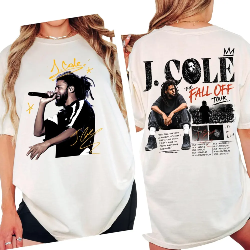 Vintage 2026 Fall Tour Merch Shirt Signature Concert Graphic F.All Off Tour Tour Tshirts Women Men Fan Shirt J Rap Cole Multiple Colors