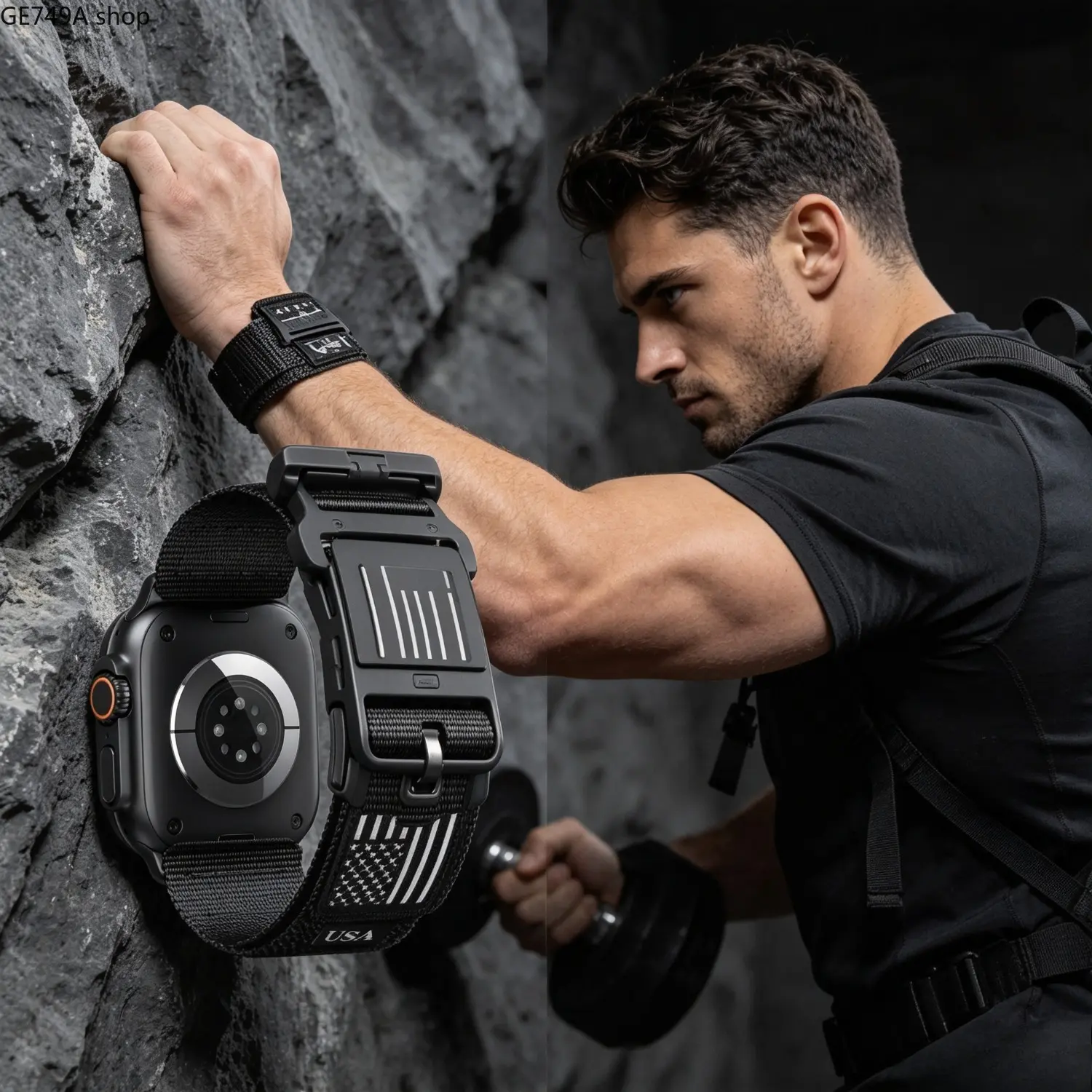 Stars and Stripes American Flag Watch Band for Apple Watch Ultra 3 2 1, Rugged Tactical Military Replacement Strap for iWatch Series 11 10 9 8 7 6 5 4 SE, Men Durable Sport Workout Wristband