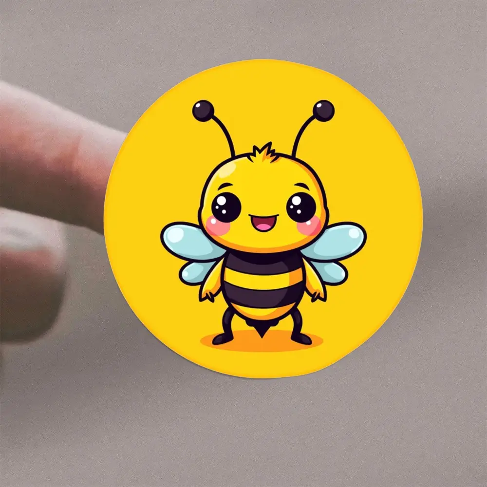 72 Handmade Round Stickers, Cute Bee Eye Wing Background, Home Decor Sticker Set, School Office Craft Gift Labels