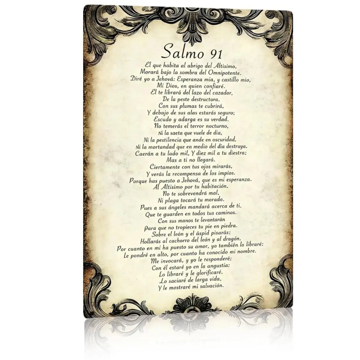 Salmo 91 Bible Verse Metal Sign, Vintage Rustic Christian Wall Art, Religious Home Decor for Prayer Room, Church, Living Room, Bedroom Decoration, Inspirational Faith Gift for Family & Friends, 8x12 Inch