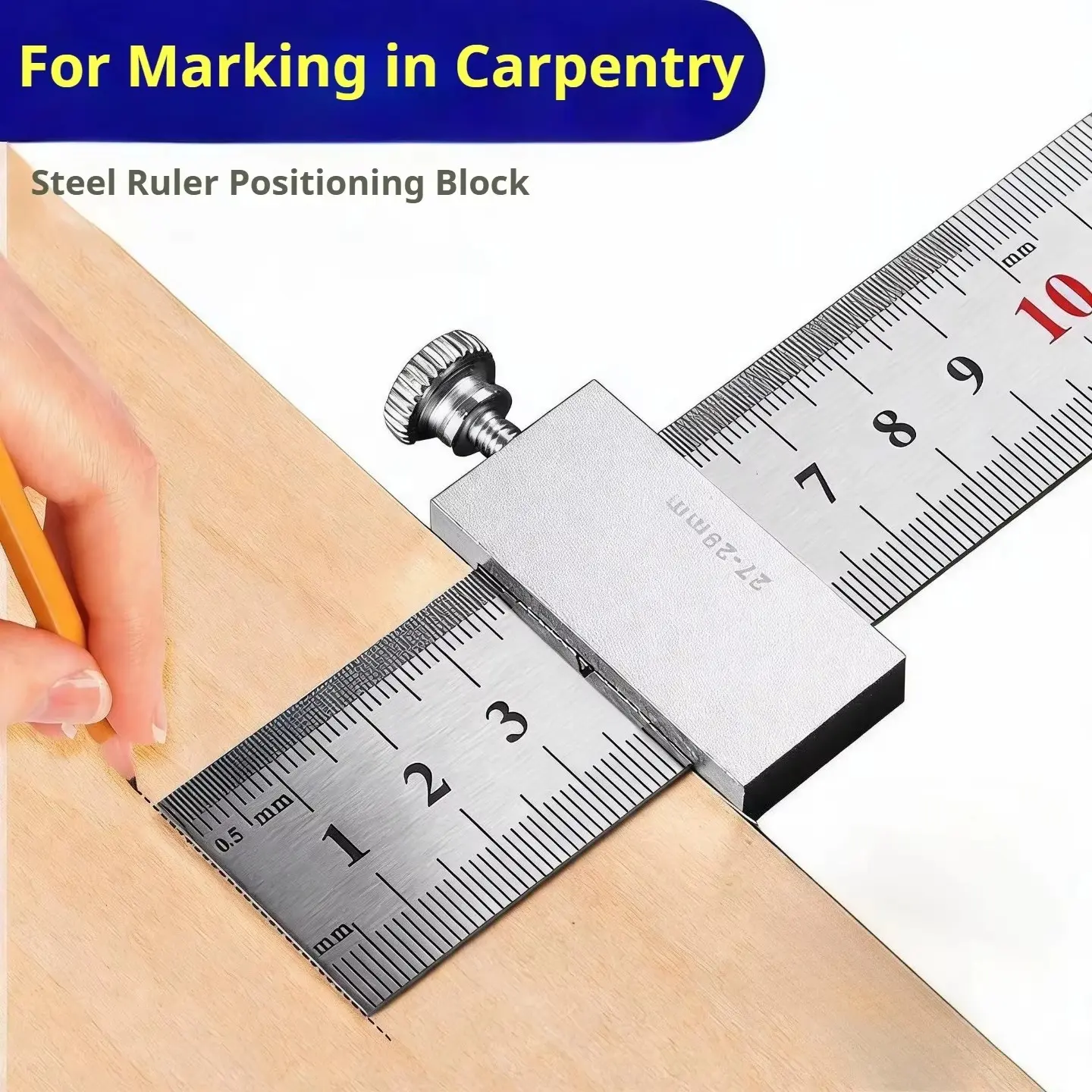 Protable Accurate positioning Woodworking Tools Carpentry Steel Ruler Positioning Limit Block Measuring Marking Gauge