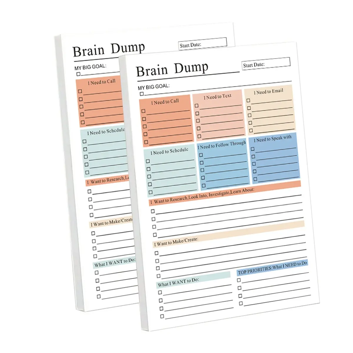 A5 Brainstorming To-Do Notebook, 50 Pages Minimalist Focus Planner, Daily Efficient Organization, Ideal for Productivity and Planning