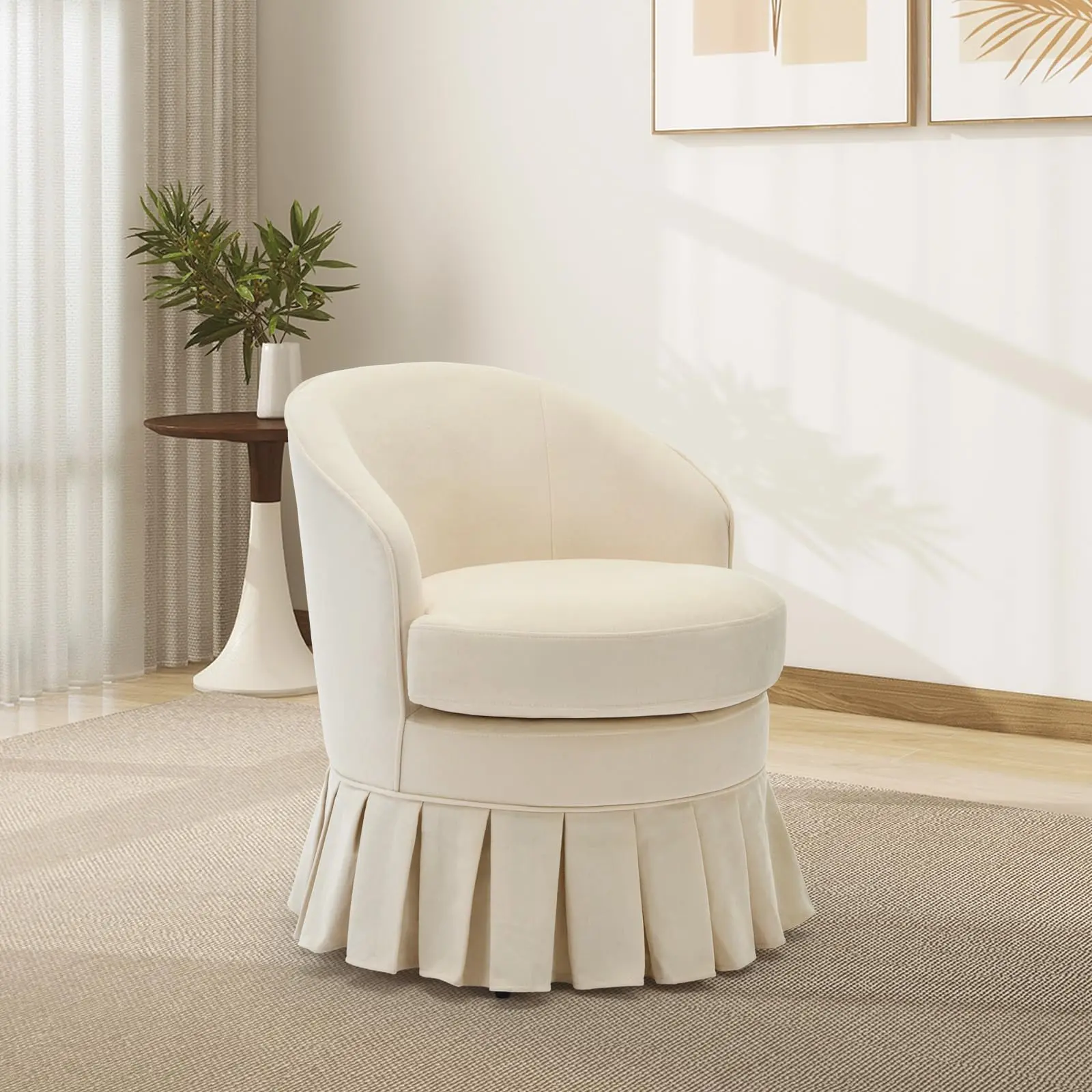 Mid Century Modern Accent Chairs, Upholstered Armchair with High Back & Velvet Fabric, Compact Space-Saving Lounge Chair with 300lb Capacity, Ergonomic Design for Bedroom, Office, or Small Spaces