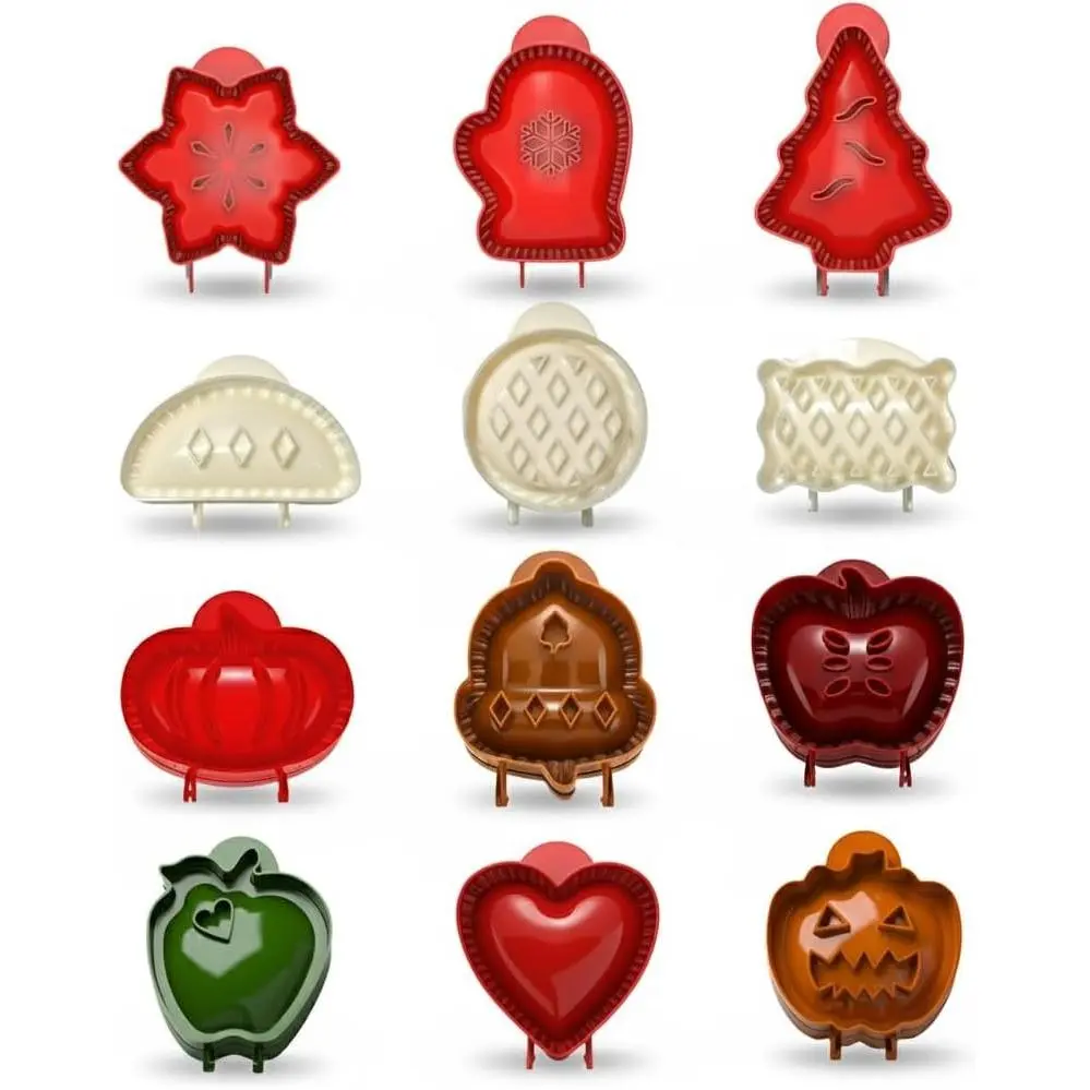 12 Pack Mini Hand Apple Pie Molds Maker for Baking - Thanksgiving Fall Christmas Halloween Baking Supplies - One Press Cutter