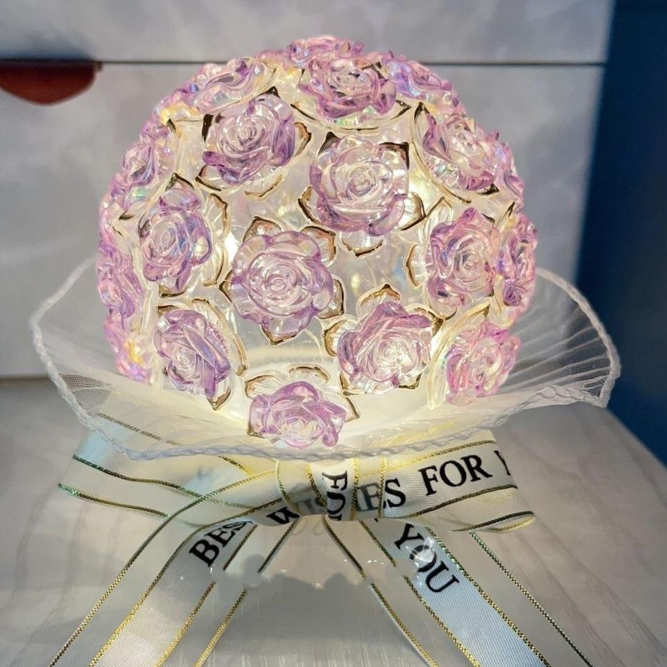 Handmade DIY Rose Night Light Material Pack, Handmade Creative Ornament, Gift for Best Friends, Gift for Mom, Gift for Teacher, Gift for Friends, Rose Night Light, Handmade Night Light, Creative Handmade Gift.