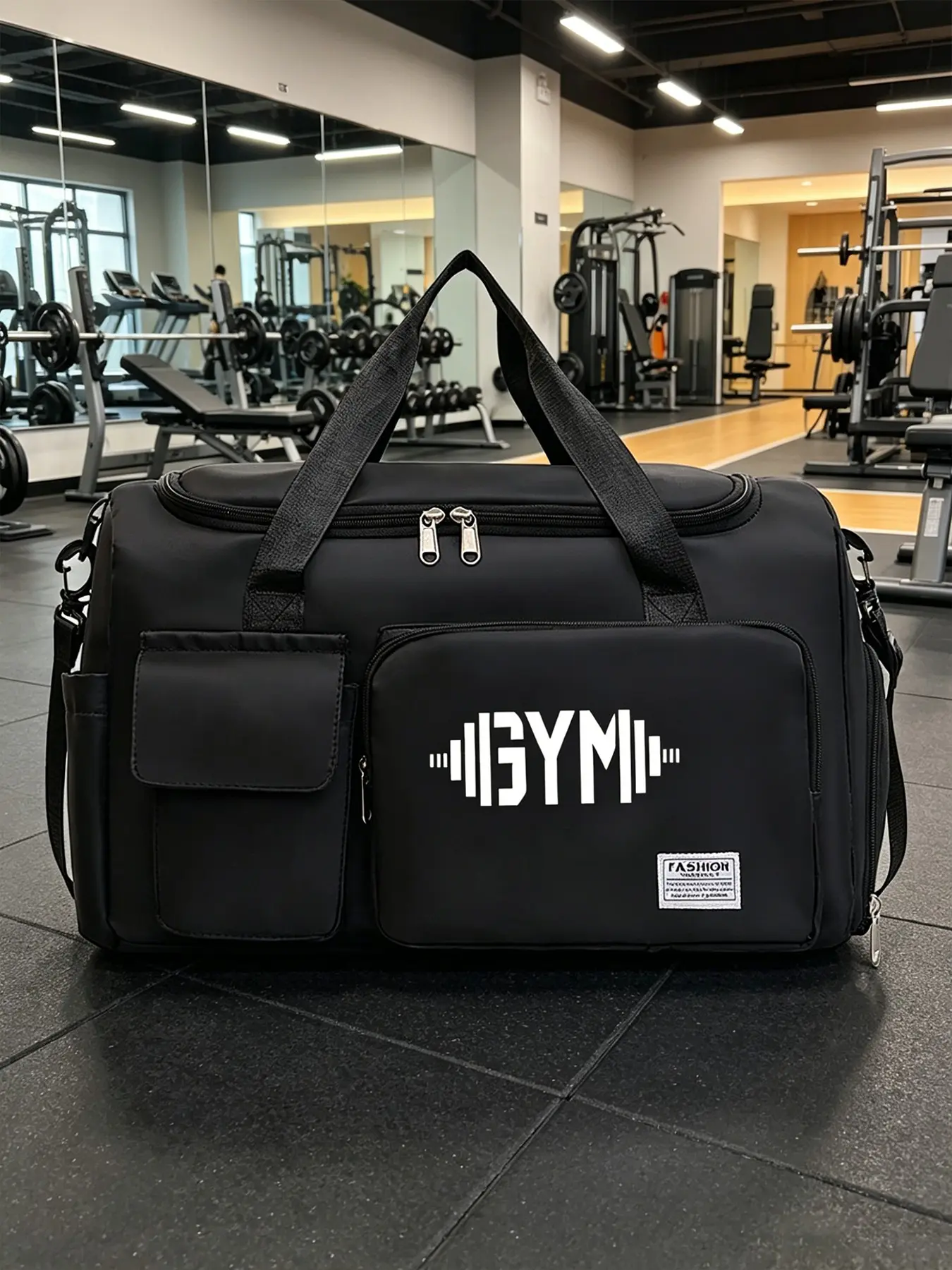 Unisex Dumbbell Print Gym Tote Bag, Durable Sportswear for Travel & Training, High-Quality Fitness Backpack, Gym Workout Bag, Sports Bags, All-Season Casual Style