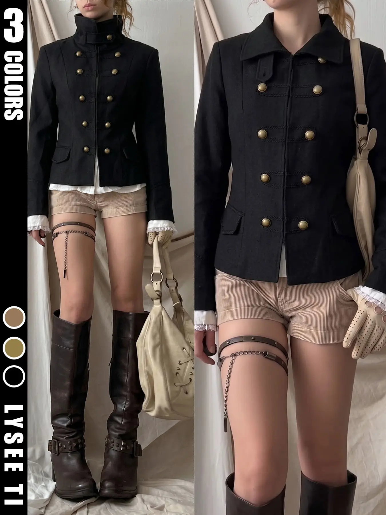 Napoleon Style Military Jacket, Slim Fit Stand Collar Coat with Buttons, Casual Long Sleeve Outerwear for All Seasons