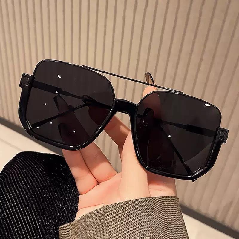 2-Pack Oversized Square Double Bridge Sunglasses, Fashion Y2K American Retro Versatile Casual Sun Glasses, UV Protection Aviator Shades
