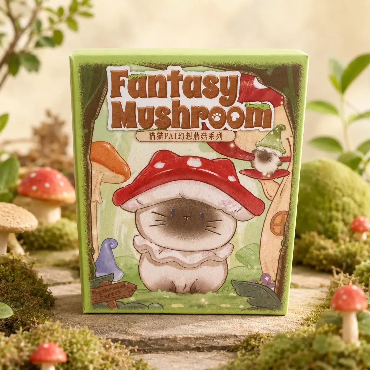 Cat Pai Fantasy Mushroom Series Random Blind Box, Cute Fun Collectible Desktop Ornament, Miniature Craft, Unique Gift Idea