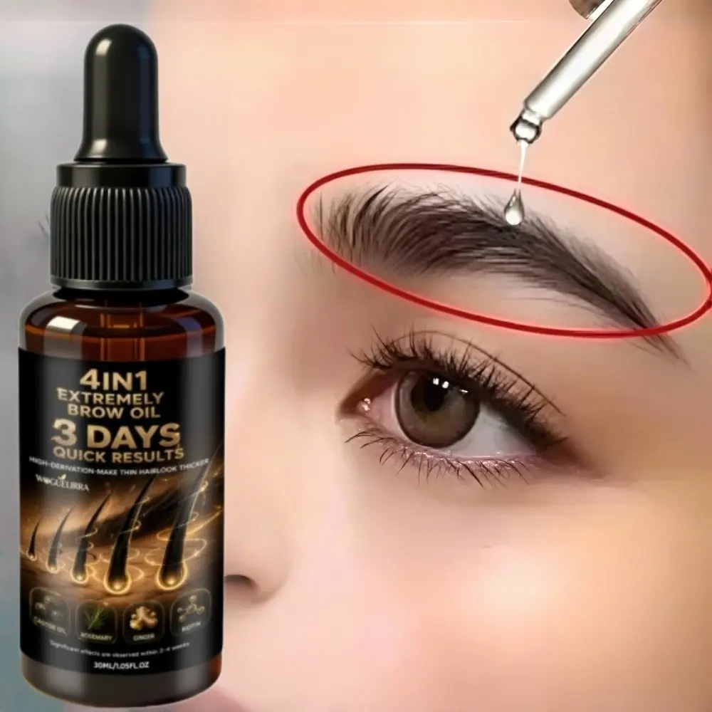 Brow and Lash Care Oil Essence, Rich in Biotin, Turmeric, Rosemary, Natural Ingredients, Visible Results in 1 Week, 1 Month