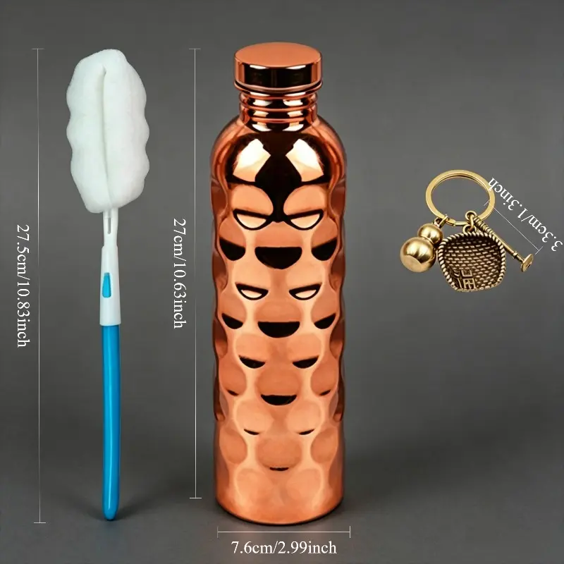 34oz Extra Large Hammered Ayurvedic Copper-Plated Sports Water Bottle - Vessel for Hydration, Reducing Sugar Intake and Enjoying Immediate Health Benefits