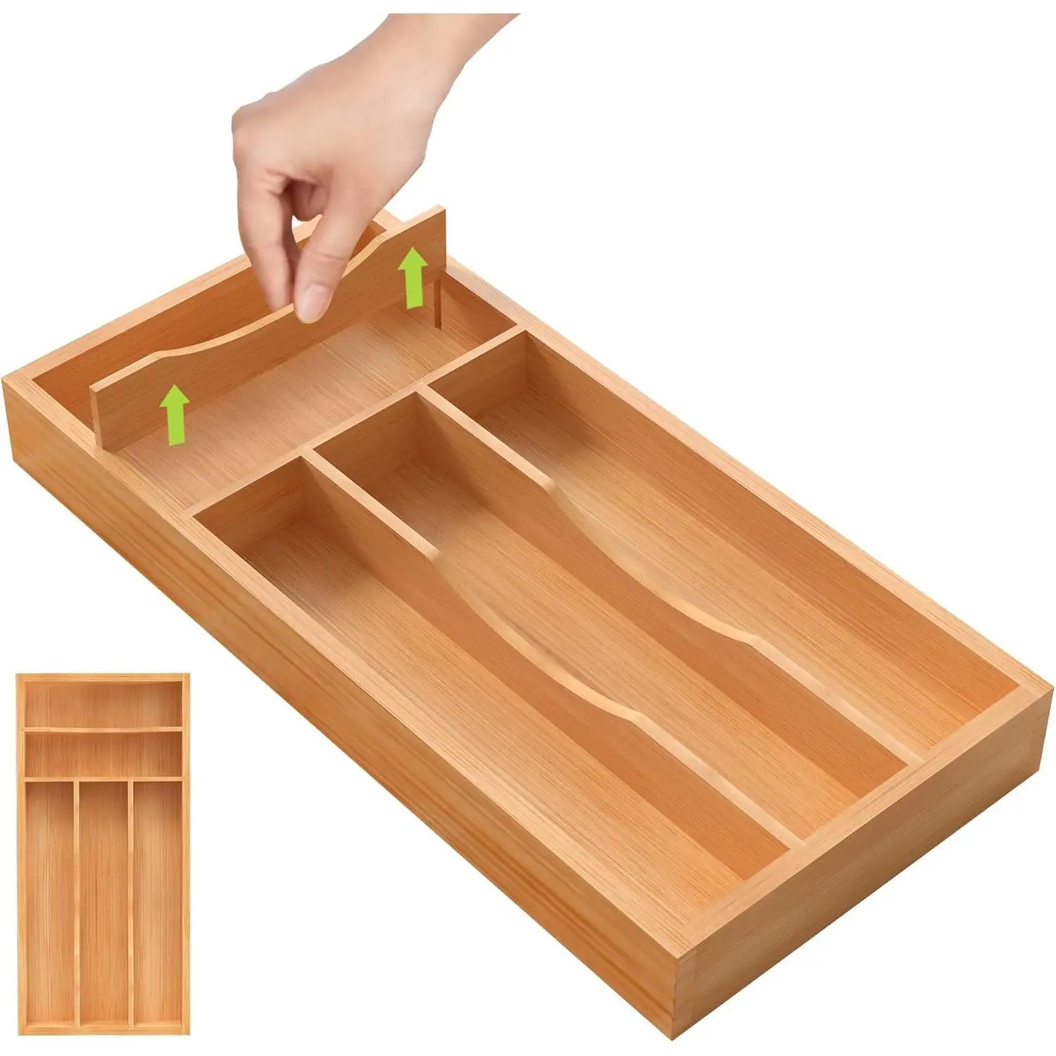 Utensil Drawer Organizer with Removable Dividers, Kitchen Organizer for Flatware Cutlery, Silverware Tray for Drawer (5/4 Flexible Slots, )