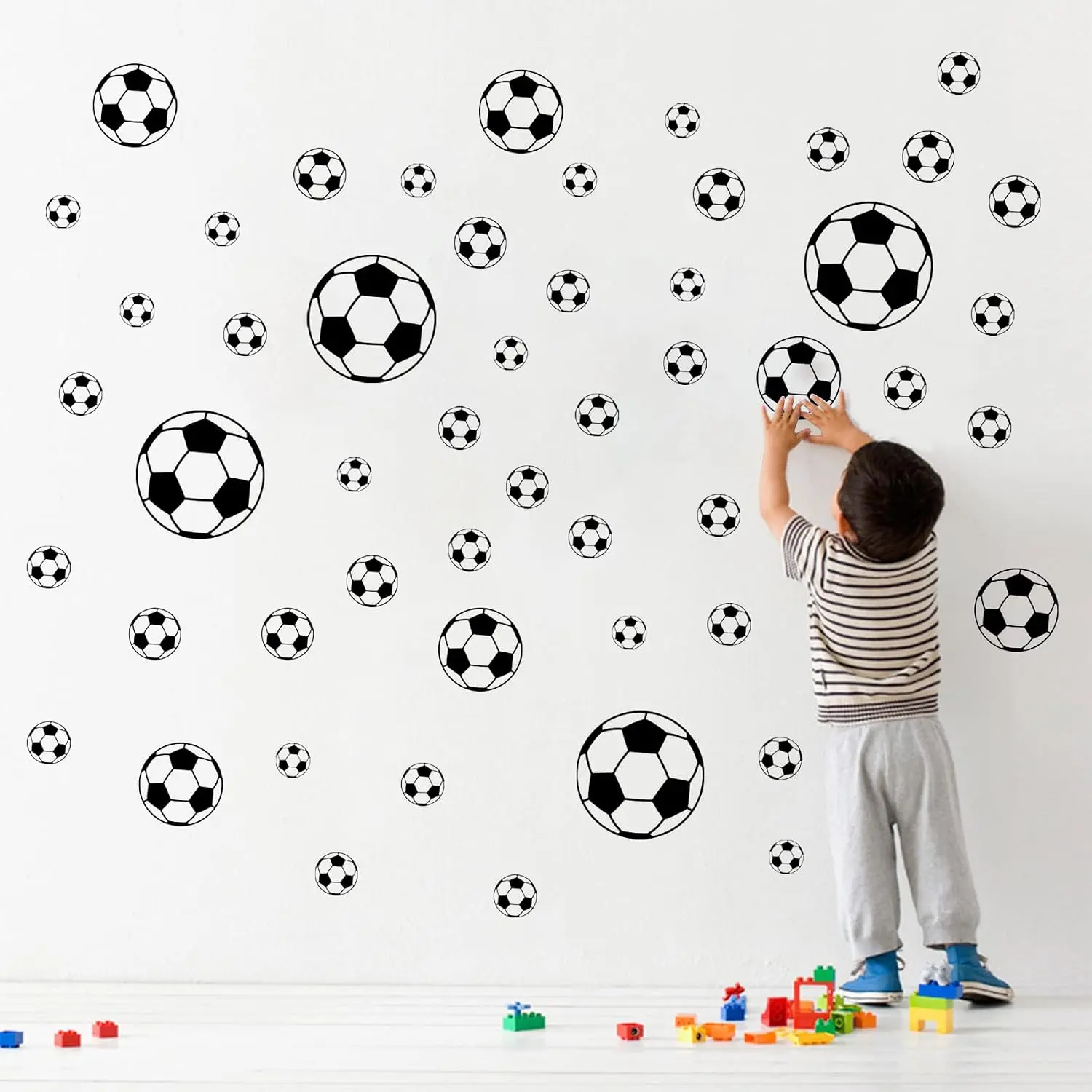 52 count Soccer Stickers, Easy to Peel and Stick Soccer Balls Wall Stickers, Wall Art DIY Football Decor  for  Room, Boys Teen Girl Bedroom Playroom Living Room Window Door Decoration