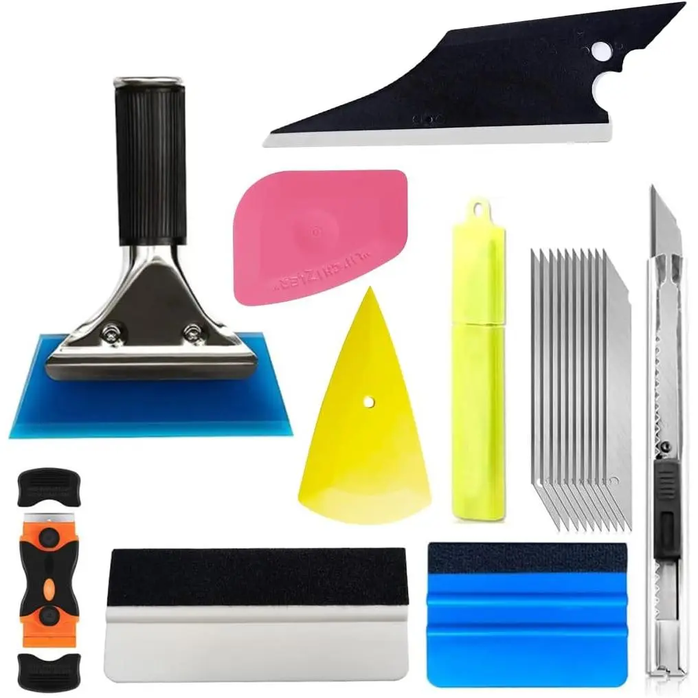 18-Count Synthetic Solid Automotive Window Tint Kit, Including Vinyl Wrap, Glass Protective Film Set, Auto Accessories, Tinting Squeegees and Felt Squeegee