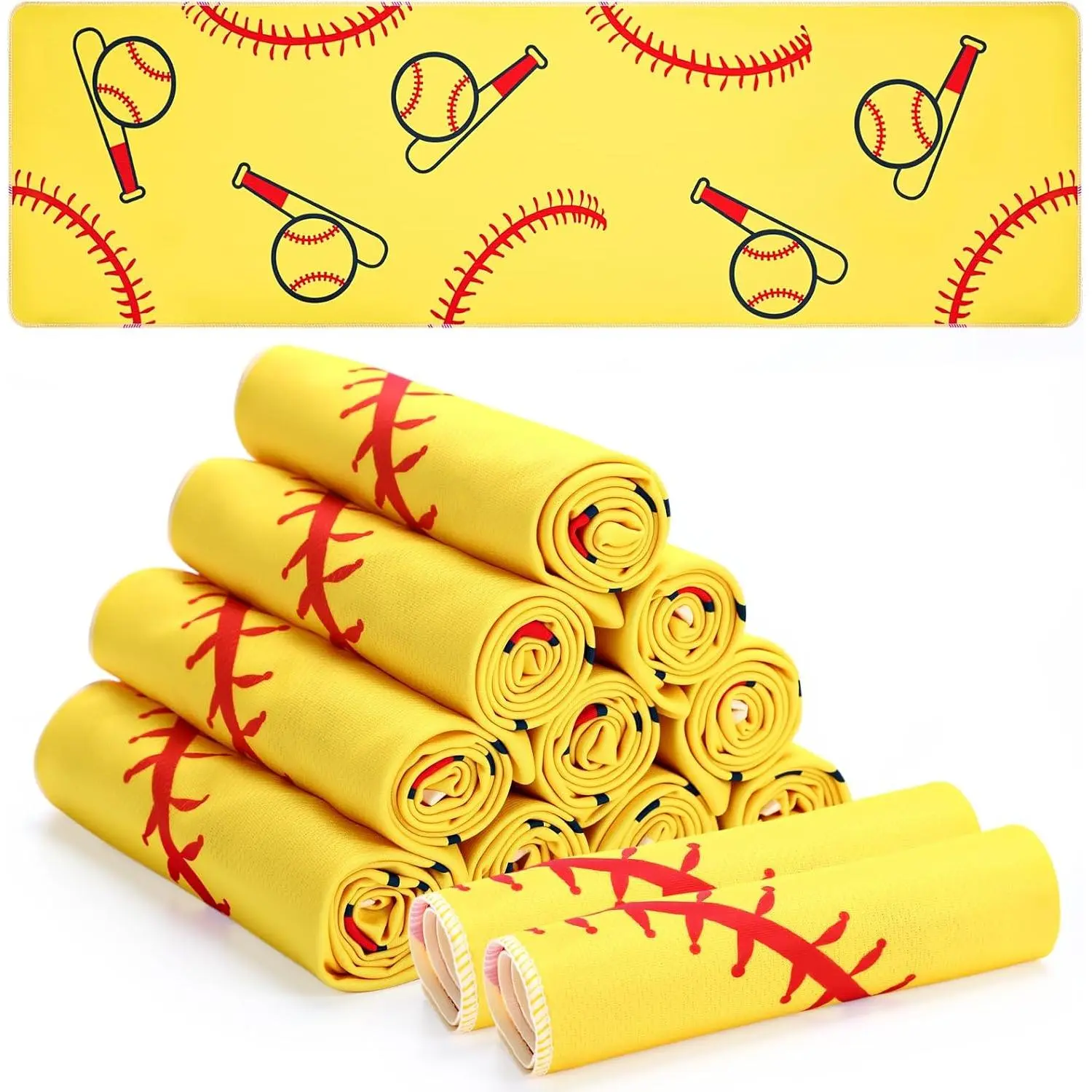 12 count Softball Cooling Towel Bulk 40 x 12 Inch Baseball Cooling Towel  Baseball Party Favor Softball Gifts for Team Ice Towels for   Quick Dry Breathable (Yellow)