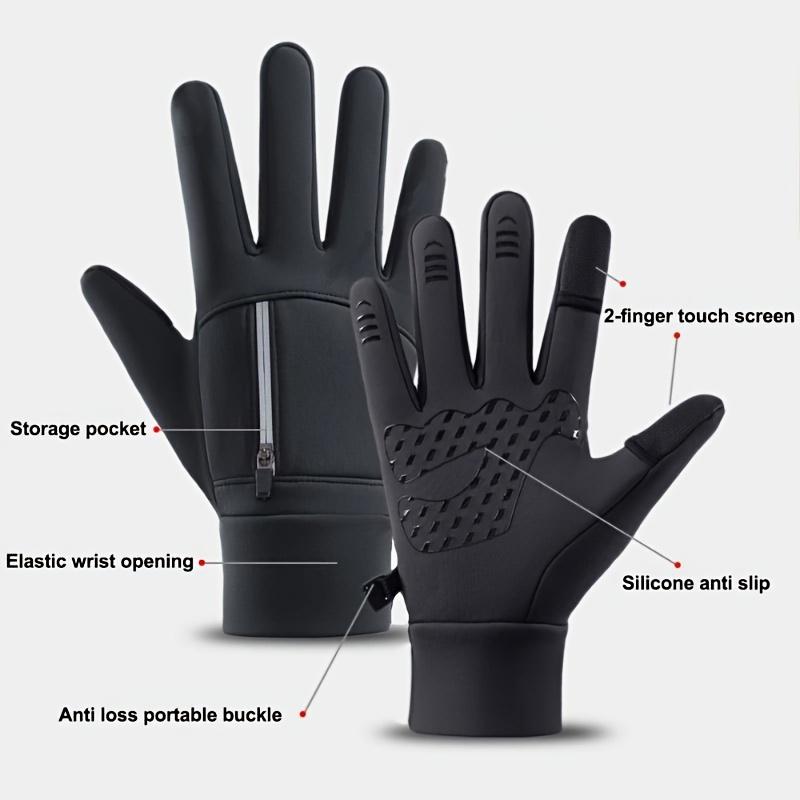 [Windproof |   Cold-Resistant] Windproof Cold-Resistant Winter Gloves |   Touchscreen Thermal Insulated for Cycling Running Fishing Hunting |   Adjustable Flip-Top Non-Slip Grip Men & Women Outdoor Sports (Black) Smartphone Devices Weather Protection