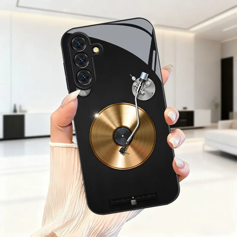 Phone Case - Vinyl Record Player Pattern Phone Case for Samsung for Galaxy S9+/S10/S20+/S20 Ultra/S21 5G/S21+/S22/S23 PLUS/S24 Plus/S25/S25 Edge/Note 9/Note 10/Note 10+/Note 20/Note 20 Ultra/Anti-Drop Tempered Glass Protective Case